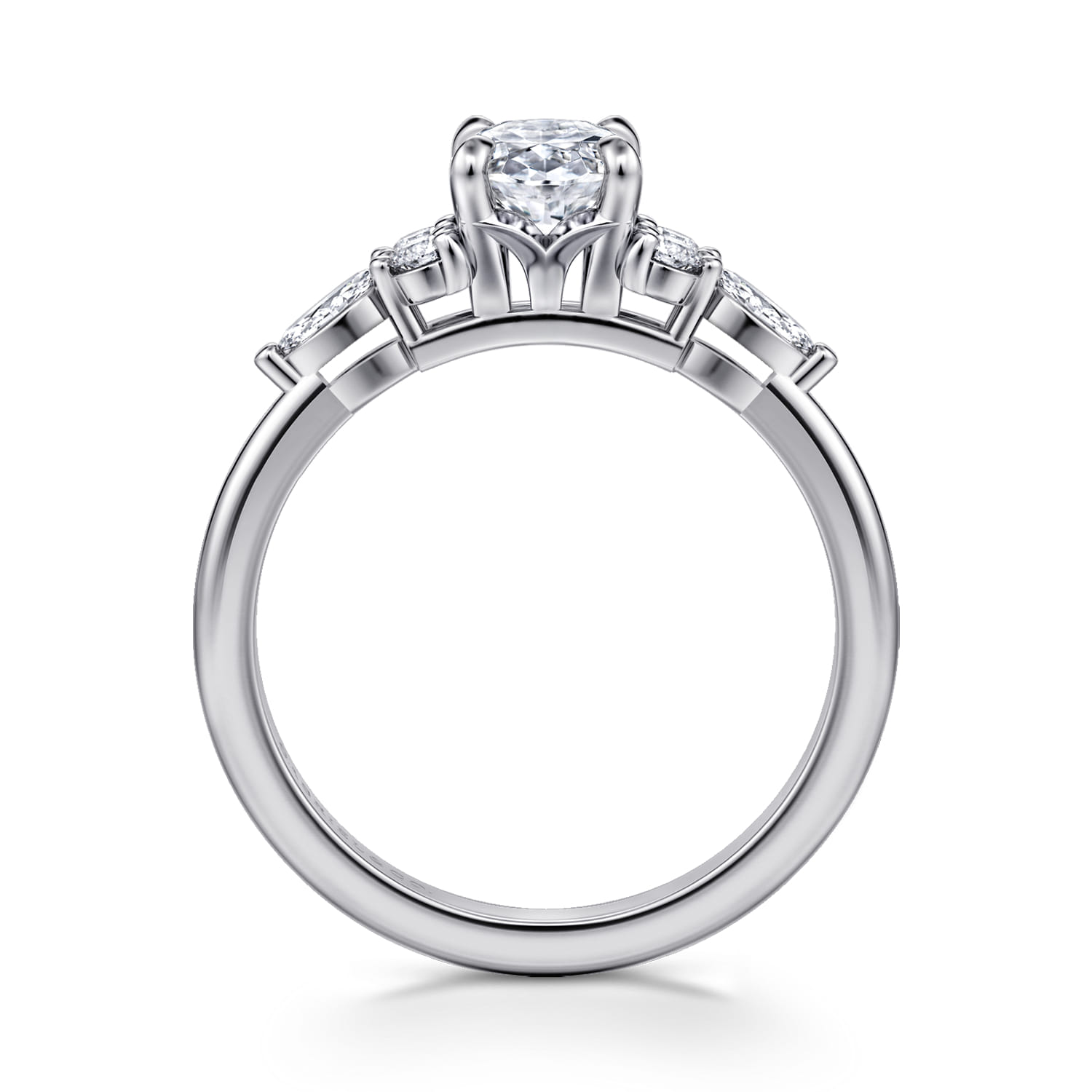Avah - 14K White Gold Oval Diamond Cluster Engagement Ring - 0.26 ct - Shot 2