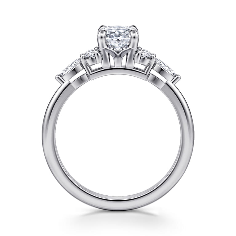 Avah - 14K White Gold Oval Diamond Cluster Engagement Ring - 0.26 ct - Shot 2
