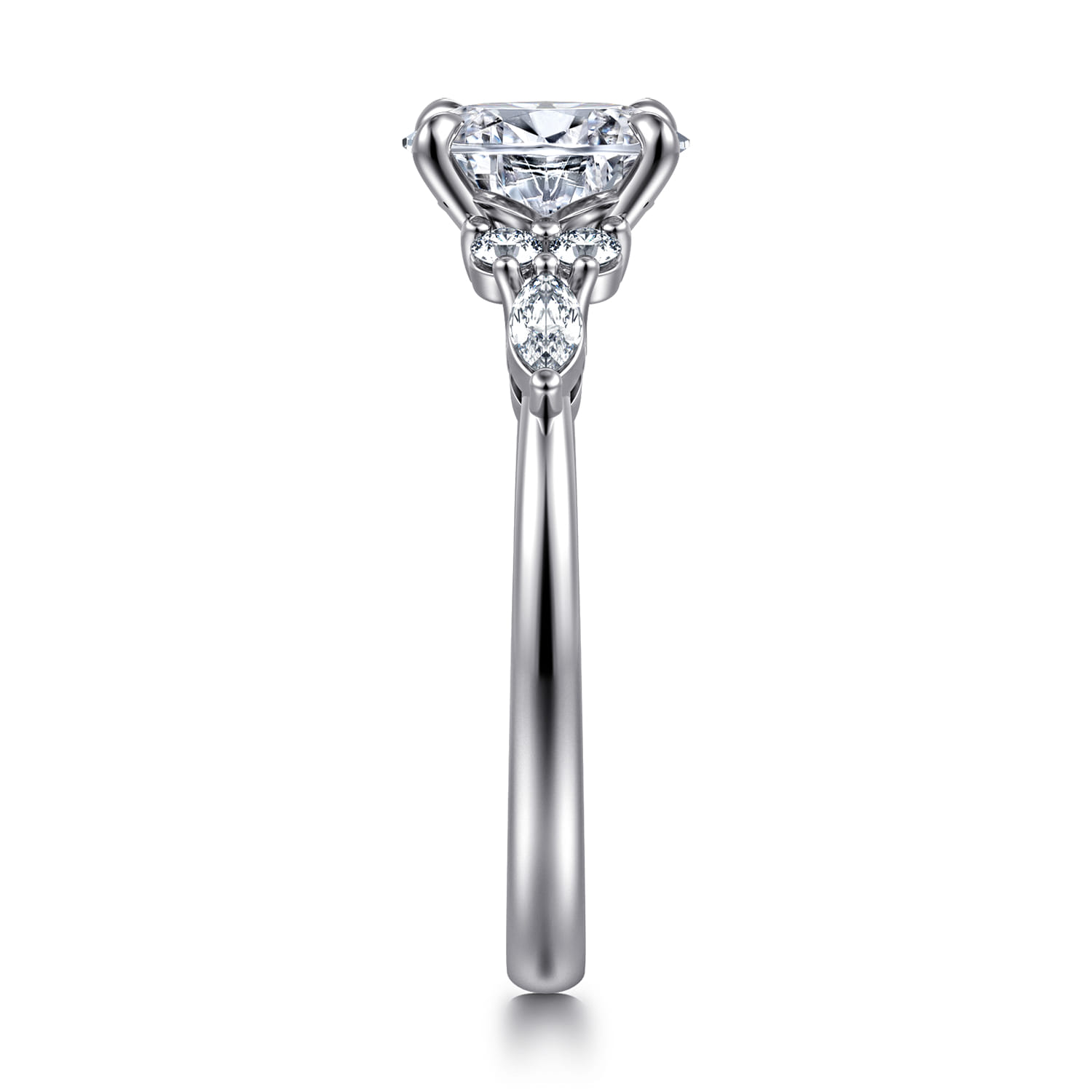 Avah - 14K White Gold Oval Diamond Cluster Engagement Ring - 0.26 ct - Shot 4