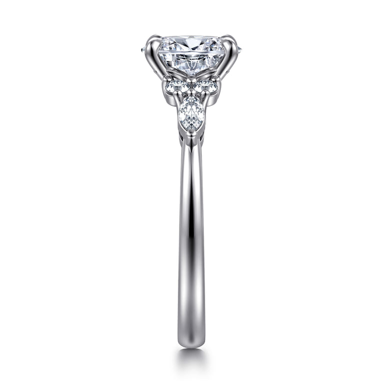 Avah - 14K White Gold Oval Diamond Cluster Engagement Ring - 0.26 ct - Shot 4