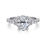 Avah - 14K White Gold Oval Diamond Cluster Engagement Ring - 0.28 ct