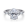 Avah - 14K White Gold Oval Diamond Cluster Engagement Ring - 0.3 ct