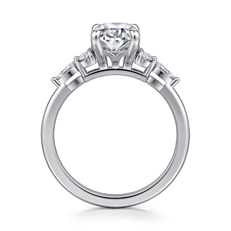Avah - 14K White Gold Oval Diamond Cluster Engagement Ring - 0.3 ct - Shot 2