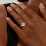 Avah - 14K White Gold Oval Diamond Cluster Engagement Ring - 0.3 ct