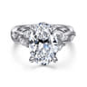 Charlina - 14K White Gold Floral Oval Diamond Engagement Ring - 0.35 ct