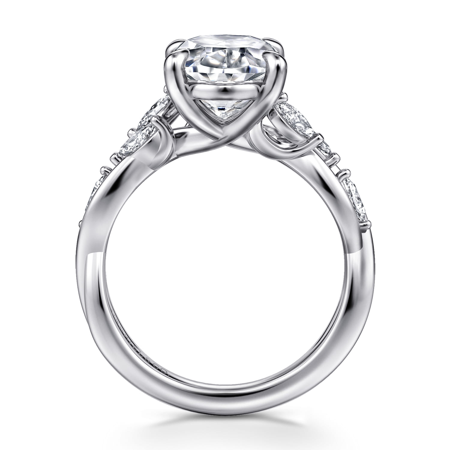 Charlina - 14K White Gold Floral Oval Diamond Engagement Ring - 0.35 ct - Shot 2