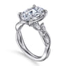 Charlina - 14K White Gold Floral Oval Diamond Engagement Ring - 0.35 ct