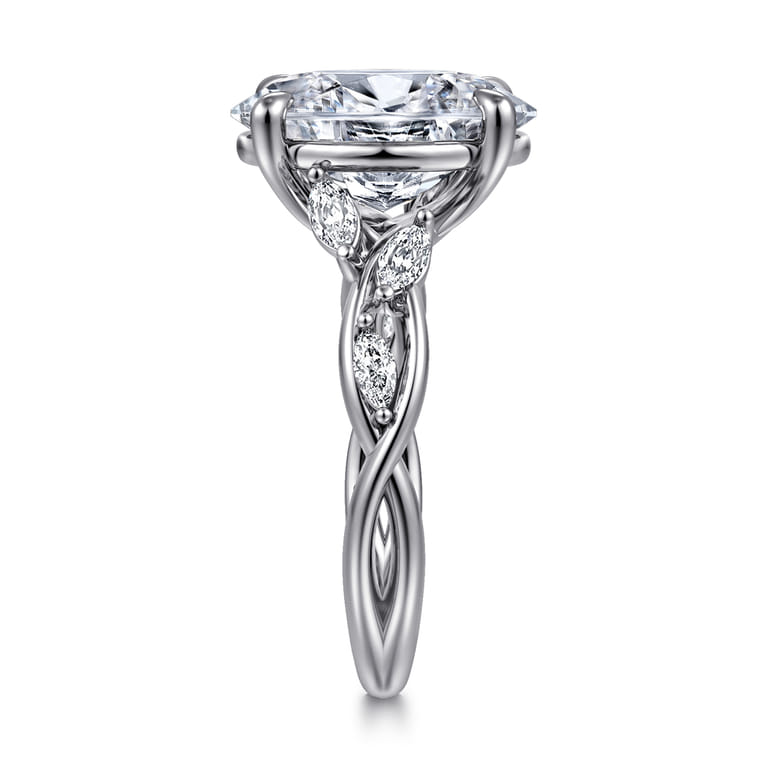Charlina - 14K White Gold Floral Oval Diamond Engagement Ring - 0.35 ct - Shot 4