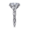 Charlina - 14K White Gold Floral Oval Diamond Engagement Ring - 0.35 ct