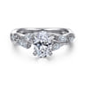 Charlina - 14K White Gold Floral Oval Diamond Engagement Ring - 0.35 ct
