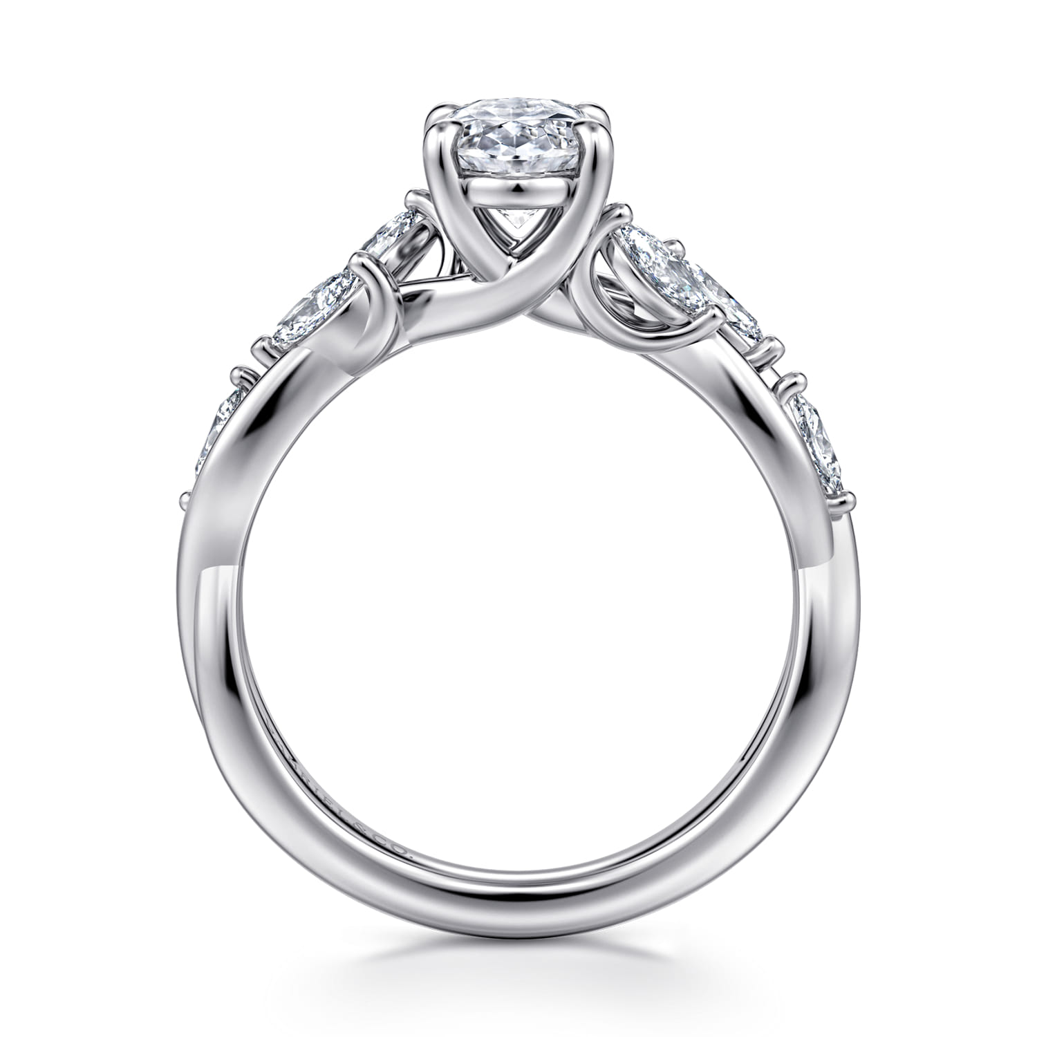 Charlina - 14K White Gold Floral Oval Diamond Engagement Ring - 0.35 ct - Shot 2