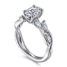 Charlina - 14K White Gold Floral Oval Diamond Engagement Ring - 0.35 ct