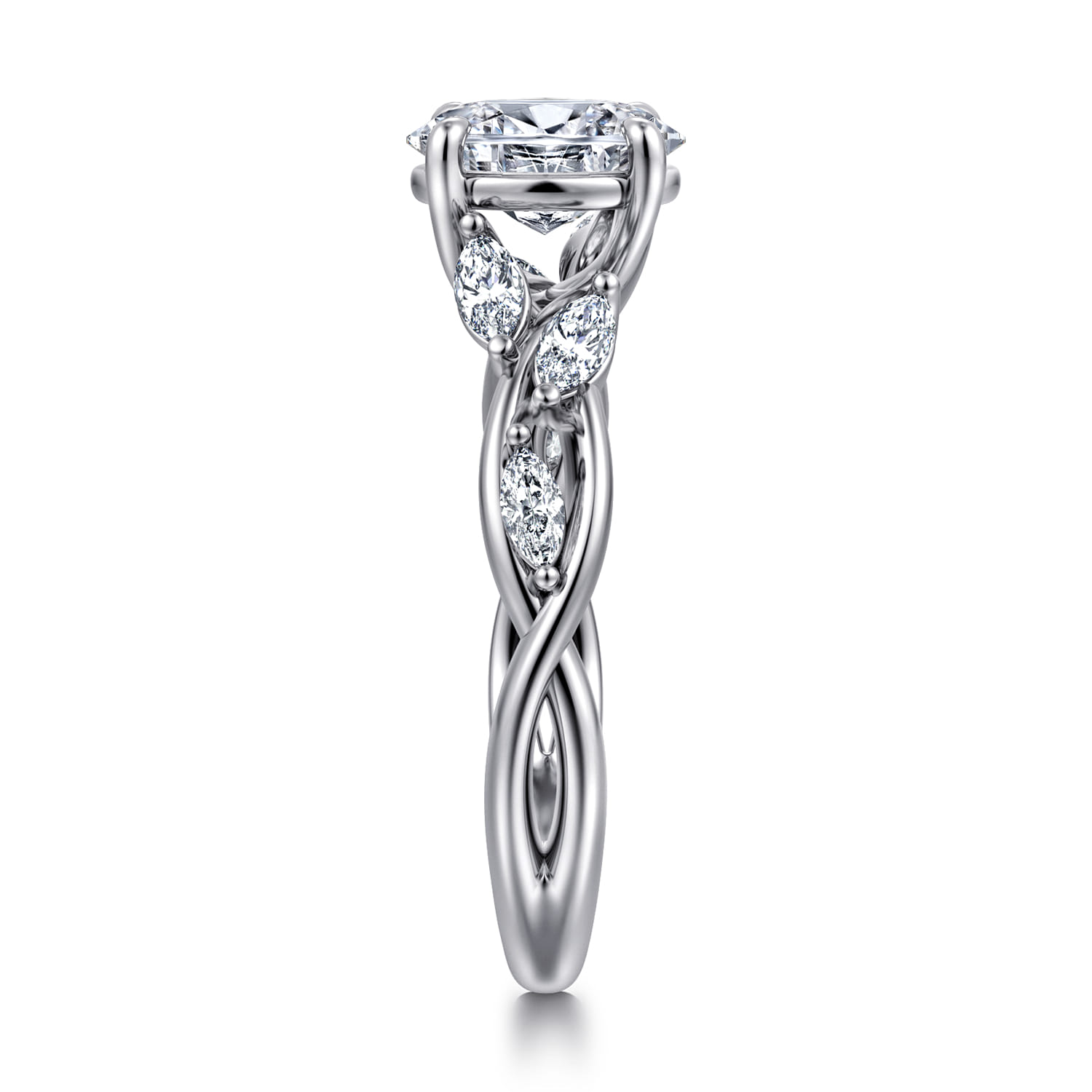 Charlina - 14K White Gold Floral Oval Diamond Engagement Ring - 0.35 ct - Shot 4