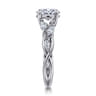 Charlina - 14K White Gold Floral Oval Diamond Engagement Ring - 0.35 ct