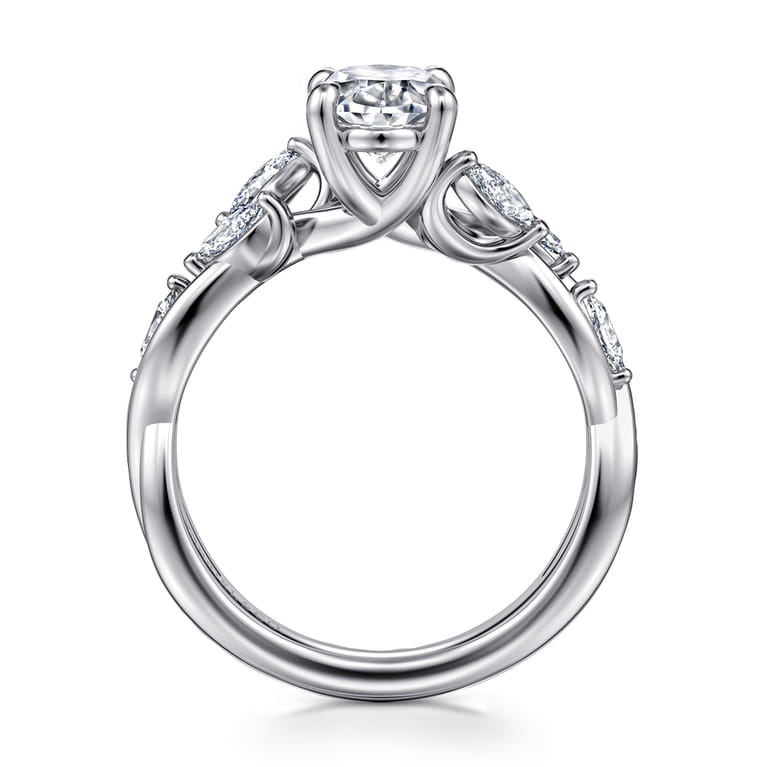 Charlina - 14K White Gold Floral Oval Diamond Engagement Ring - 0.35 ct - Shot 2
