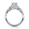 Charlina - 14K White Gold Floral Oval Diamond Engagement Ring - 0.35 ct