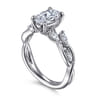 Charlina - 14K White Gold Floral Oval Diamond Engagement Ring - 0.35 ct