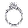 Charlina - 14K White Gold Floral Oval Diamond Engagement Ring - 0.35 ct
