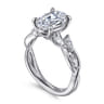 Charlina - 14K White Gold Floral Oval Diamond Engagement Ring - 0.35 ct