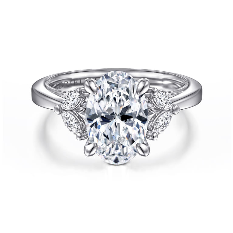 Dani - 14K White Gold Oval Diamond Engagement Ring - 0.35 ct - Shot 1