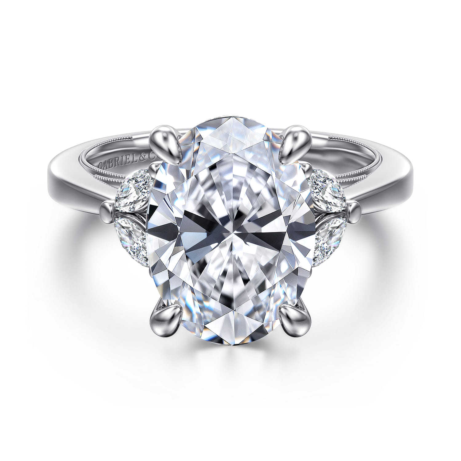 Dani - 14K White Gold Oval Diamond Engagement Ring - 0.4 ct - Shot 1