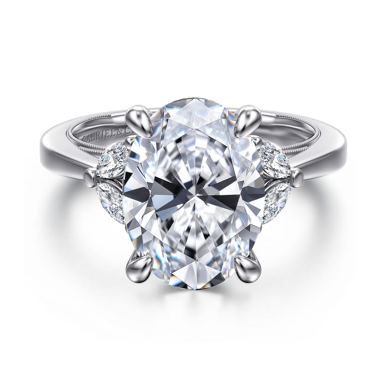 Dani - 14K White Gold Oval Diamond Engagement Ring - 0.4 ct - Shot 1