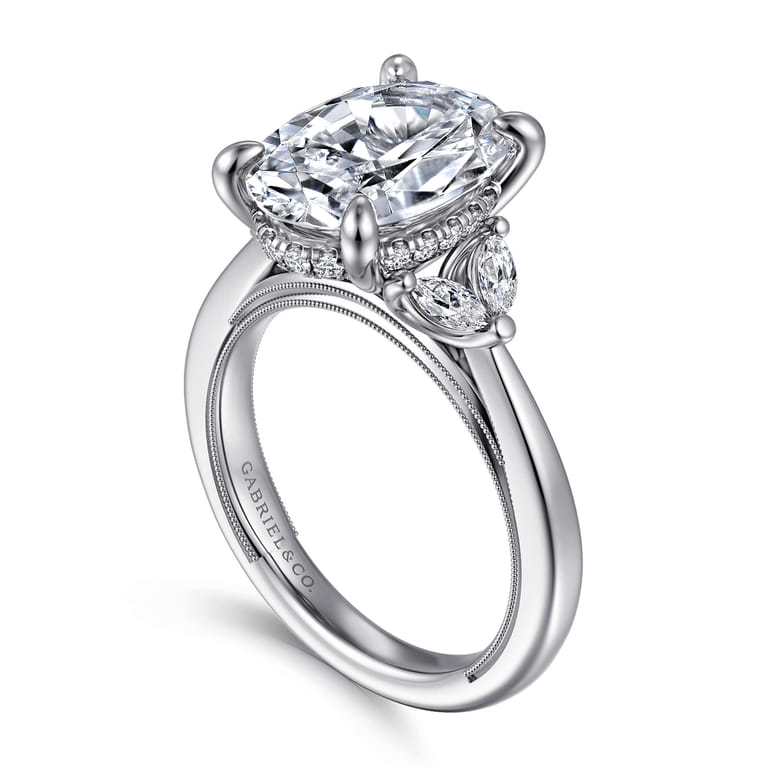 Dani - 14K White Gold Oval Diamond Engagement Ring - 0.4 ct - Shot 3