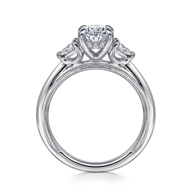 Dani - 14K White Gold Oval Diamond Engagement Ring - 0.3 ct - Shot 2