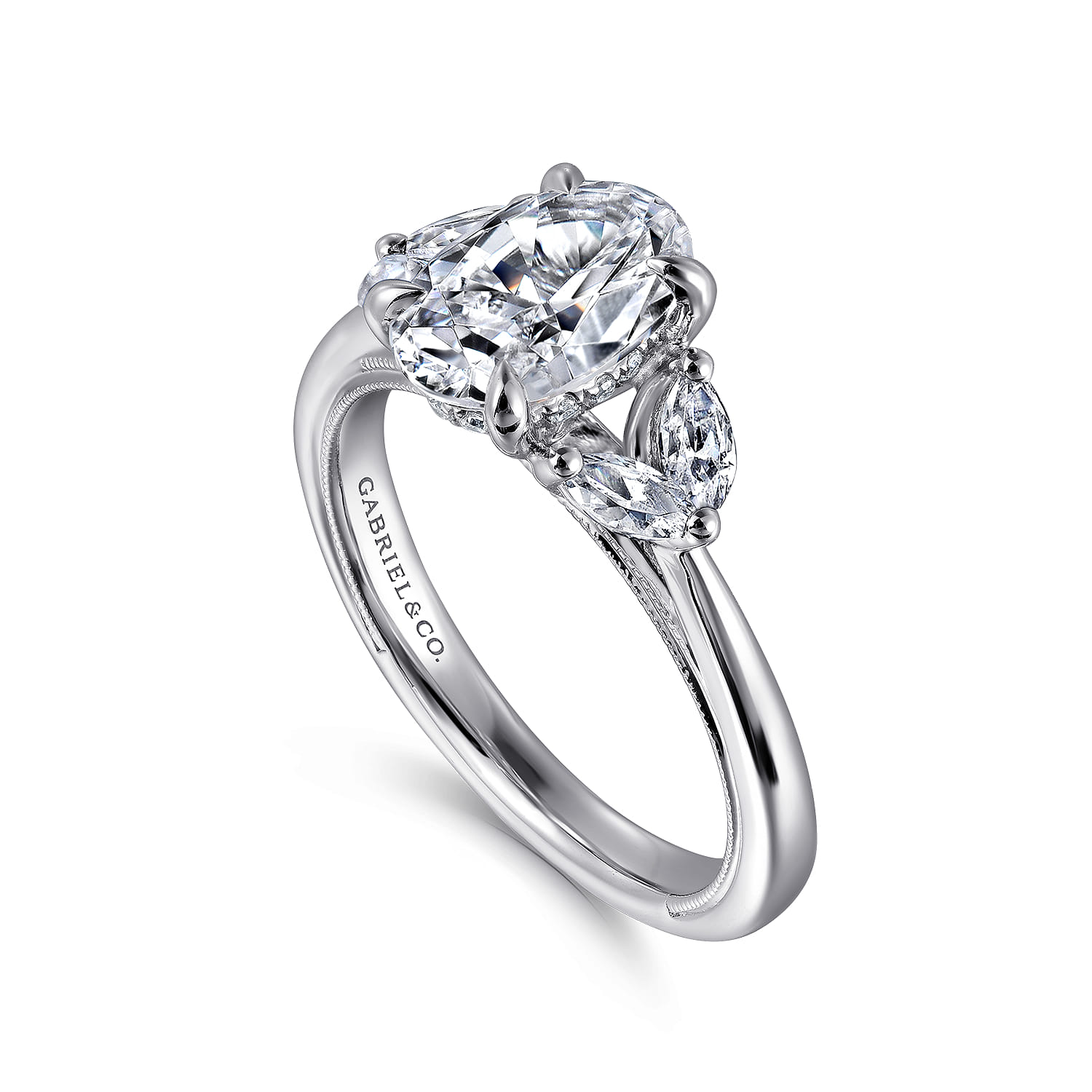 Dani - 14K White Gold Oval Diamond Engagement Ring - 0.3 ct - Shot 3