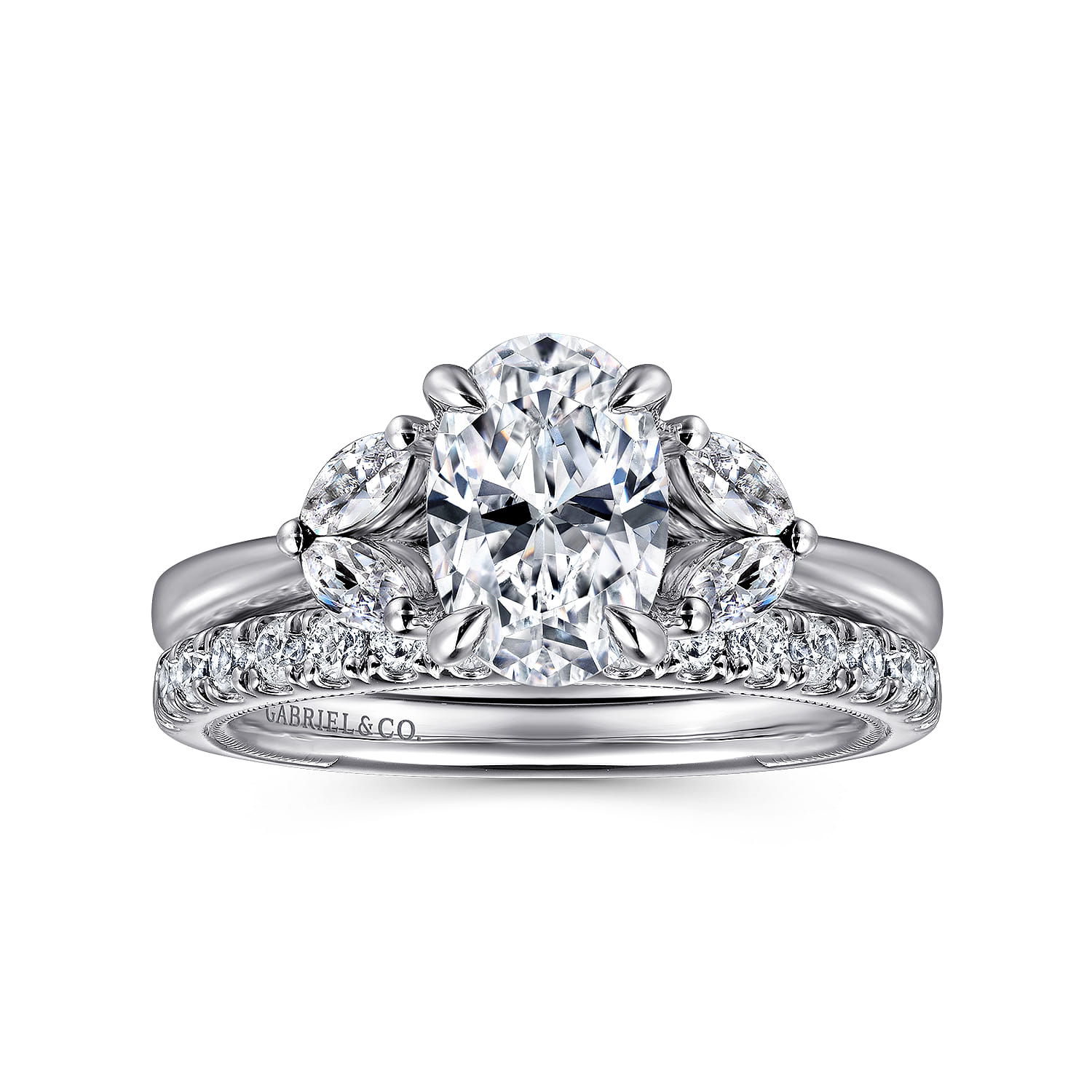 Dani - 14K White Gold Oval Diamond Engagement Ring - 0.3 ct - Shot 4