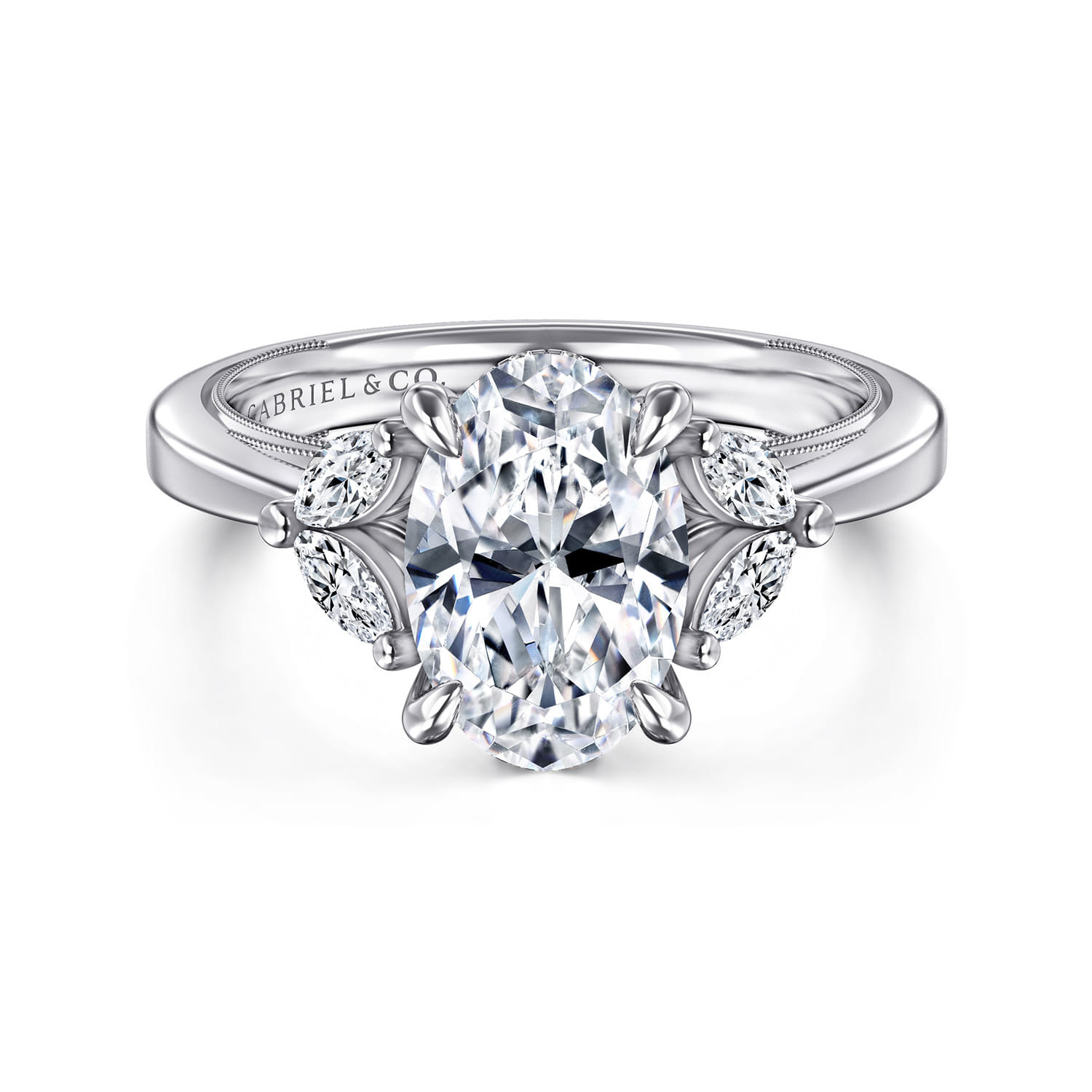 Dani - 14K White Gold Oval Diamond Engagement Ring - 0.35 ct - Shot 1