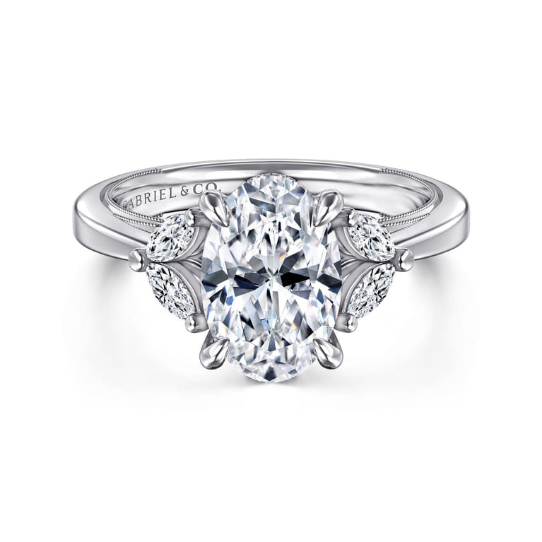 Dani - 14K White Gold Oval Diamond Engagement Ring - 0.35 ct - Shot 1