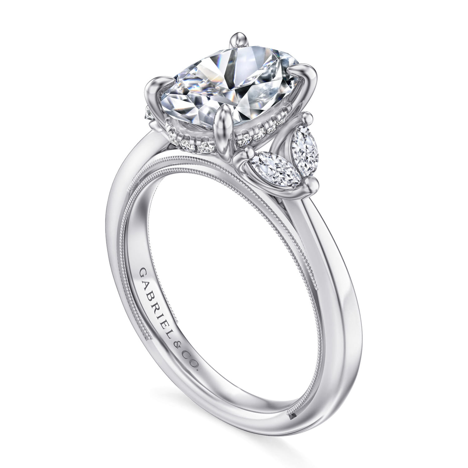 Dani - 14K White Gold Oval Diamond Engagement Ring - 0.35 ct - Shot 3