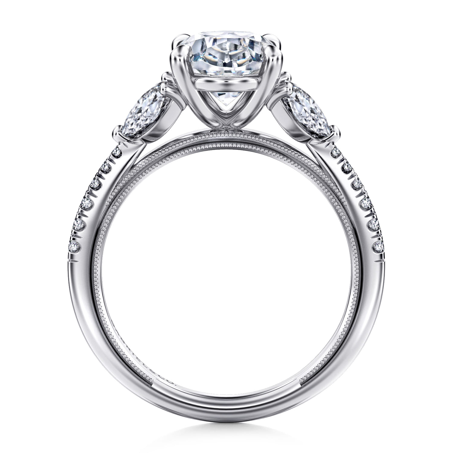 Estrelle - 14K White Gold Oval Diamond Engagement Ring - 0.65 ct - Shot 2