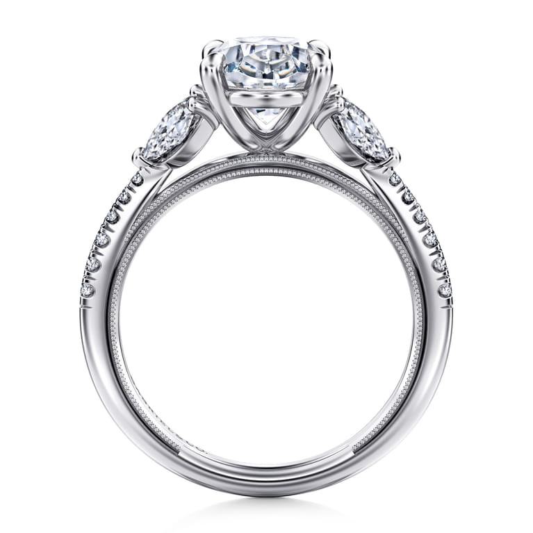 Estrelle - 14K White Gold Oval Diamond Engagement Ring - 0.65 ct - Shot 2