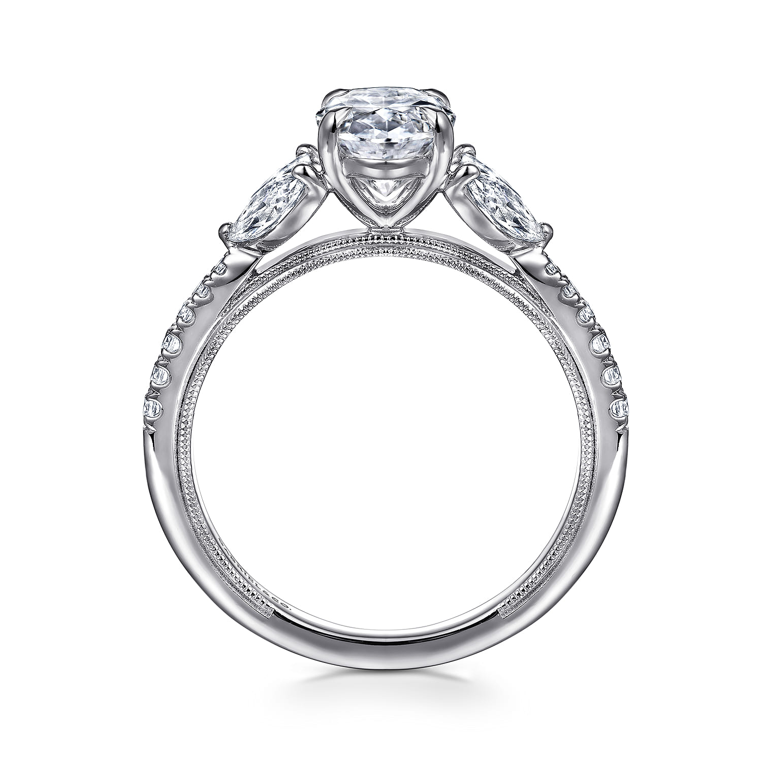 Estrelle - 14K White Gold Oval Diamond Engagement Ring - 0.65 ct - Shot 2