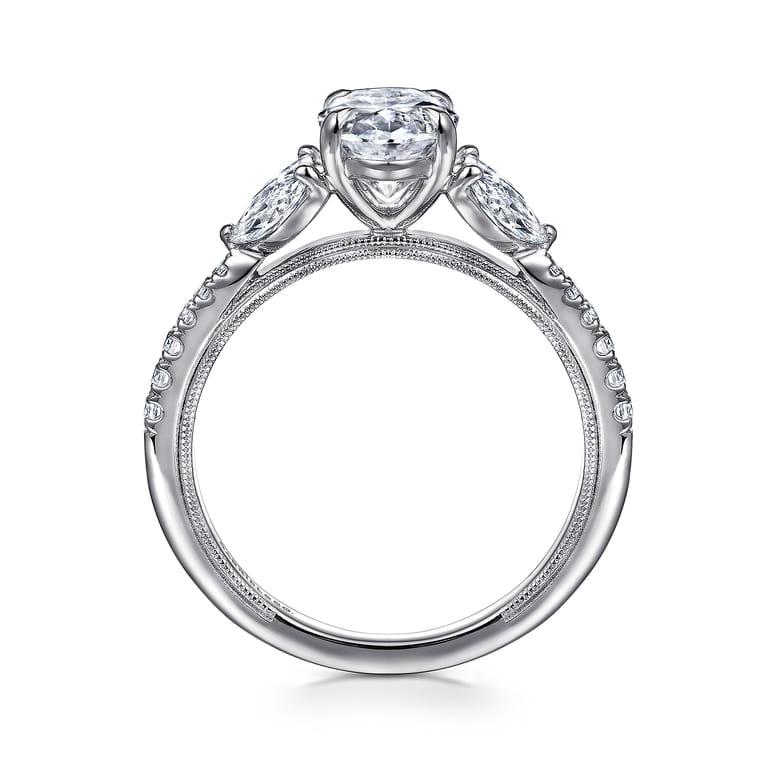 Estrelle - 14K White Gold Oval Diamond Engagement Ring - 0.65 ct - Shot 2