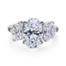 Willa - 14K White Gold Asymmetrical Burst Oval Diamond Engagement Ring - 0.9 ct