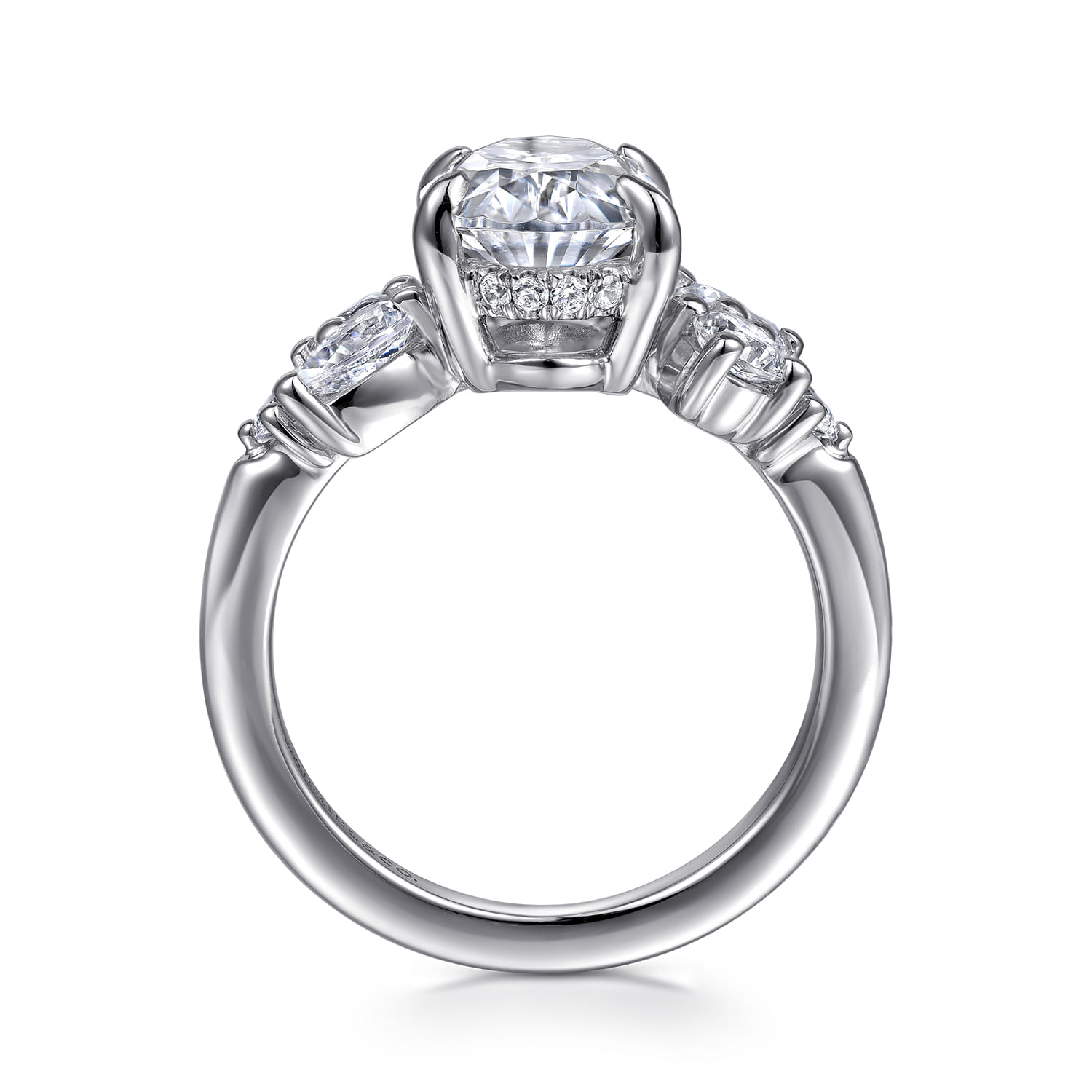 Willa - 14K White Gold Asymmetrical Burst Oval Diamond Engagement Ring - 0.9 ct - Shot 2
