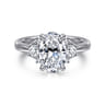 Mattie - 14K White Gold Oval Lotus Diamond Engagement Ring - 0.5 ct