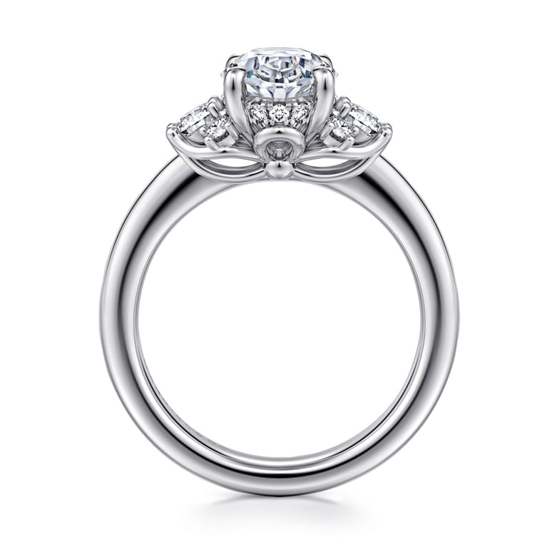 Mattie - 14K White Gold Oval Lotus Diamond Engagement Ring - 0.5 ct - Shot 2