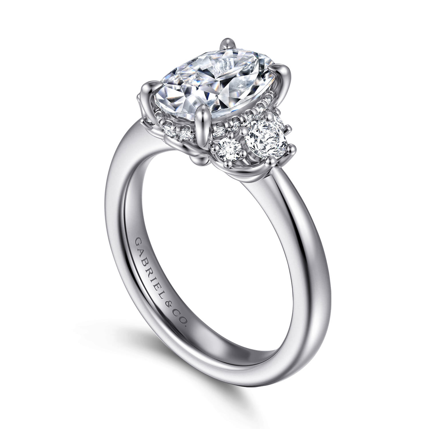 Mattie - 14K White Gold Oval Lotus Diamond Engagement Ring - 0.5 ct - Shot 3