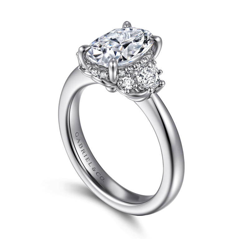 Mattie - 14K White Gold Oval Lotus Diamond Engagement Ring - 0.5 ct - Shot 3