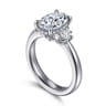 Mattie - 14K White Gold Oval Lotus Diamond Engagement Ring - 0.5 ct