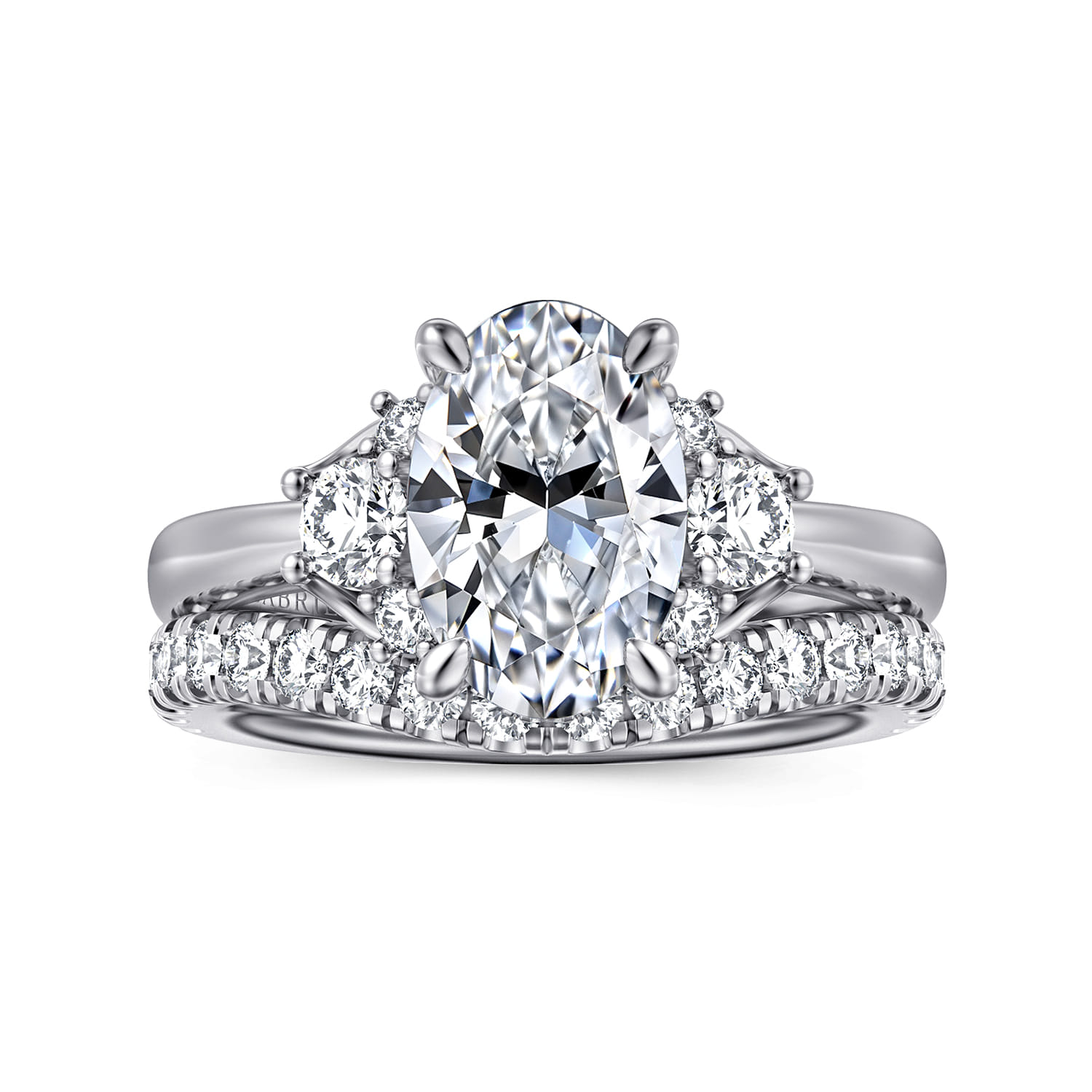 Mattie - 14K White Gold Oval Lotus Diamond Engagement Ring - 0.5 ct - Shot 4