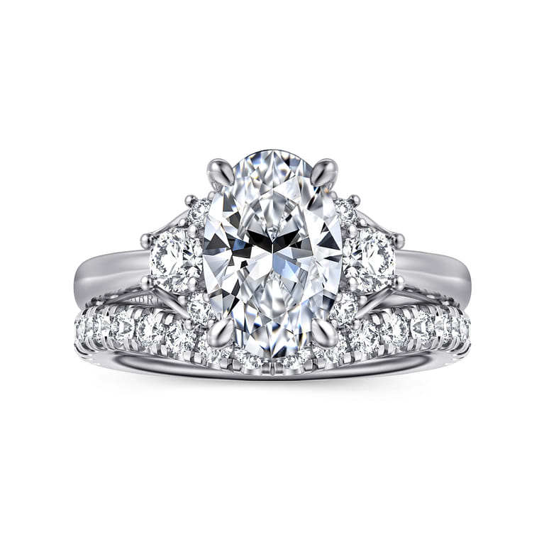 Mattie - 14K White Gold Oval Lotus Diamond Engagement Ring - 0.5 ct - Shot 4