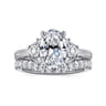 Mattie - 14K White Gold Oval Lotus Diamond Engagement Ring - 0.5 ct