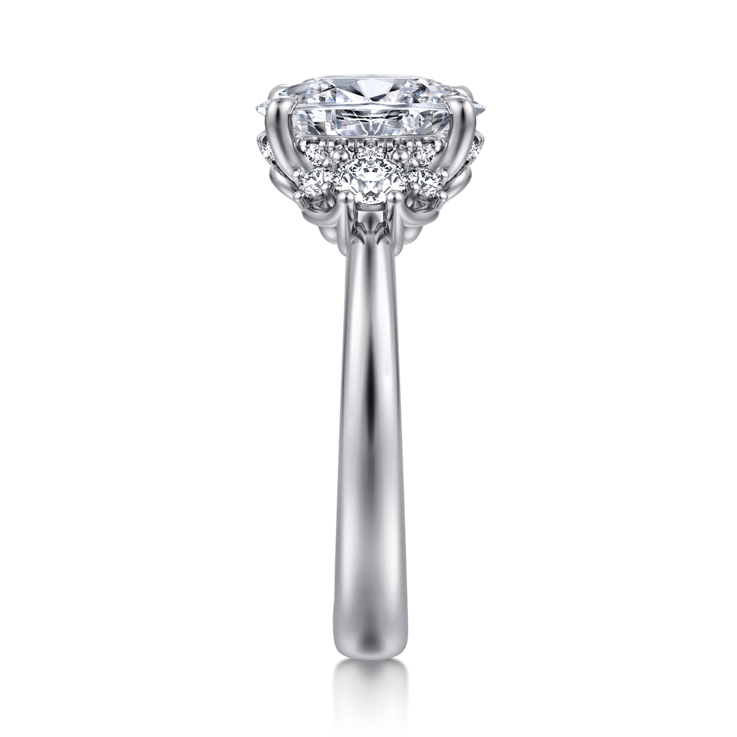 Mattie - 14K White Gold Oval Lotus Diamond Engagement Ring - 0.5 ct - Shot 5