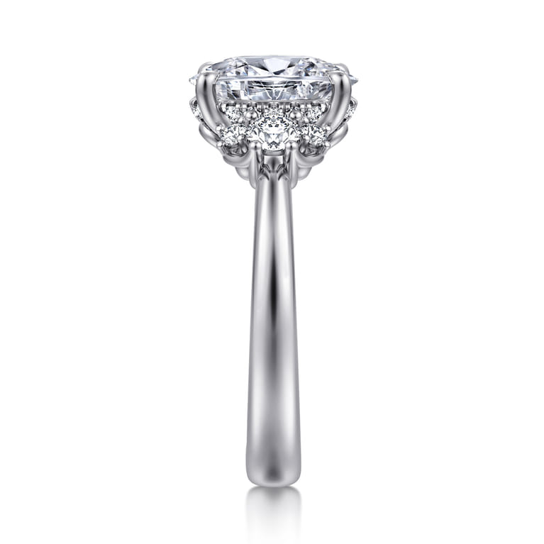 Mattie - 14K White Gold Oval Lotus Diamond Engagement Ring - 0.5 ct - Shot 5