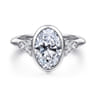 Iryna - 14K White Gold Oval Diamond Engagement Ring - 0.22 ct